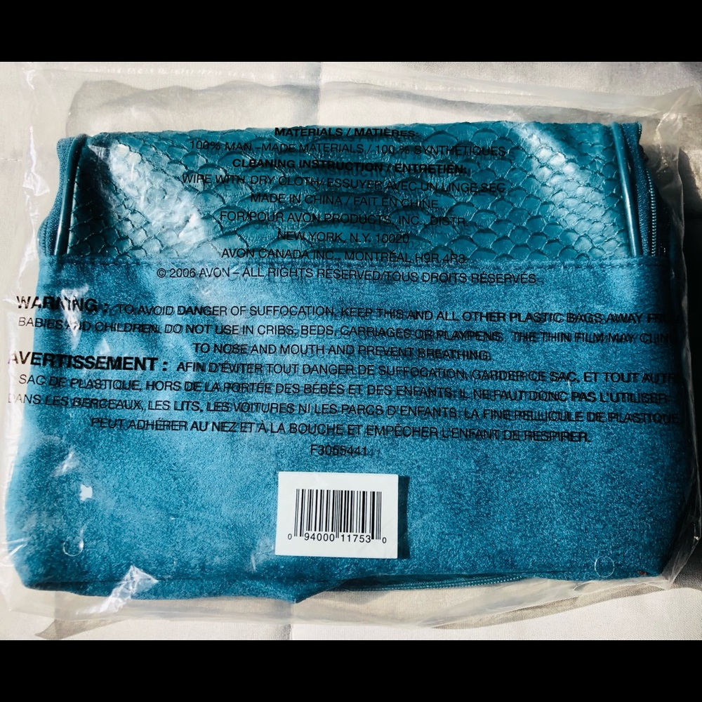 Avon NWT Dark Teal Faux Croc Cosmetic Travel Bag. - Picture 4 of 8